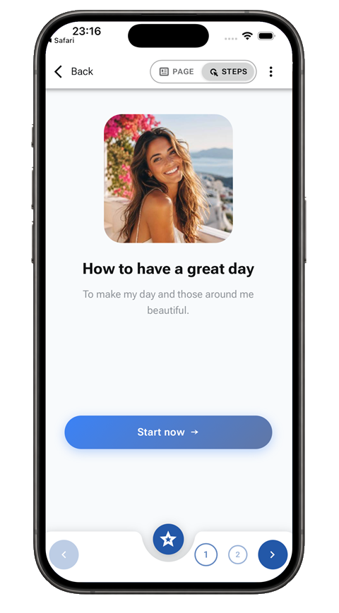 Viewing a card step by step: How to have a great day